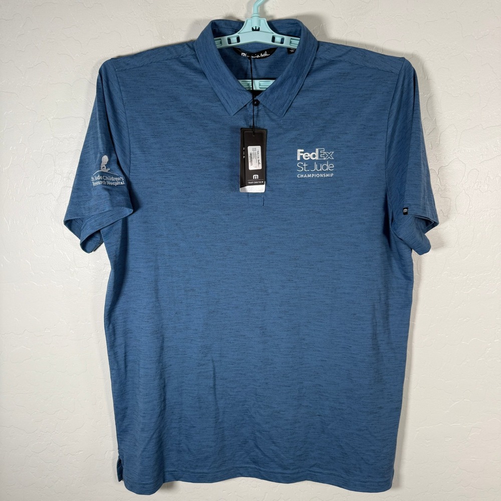 Travis Mathew Polo Shirt Mens XL Blue FedEx St Jude Championship Golf Sport